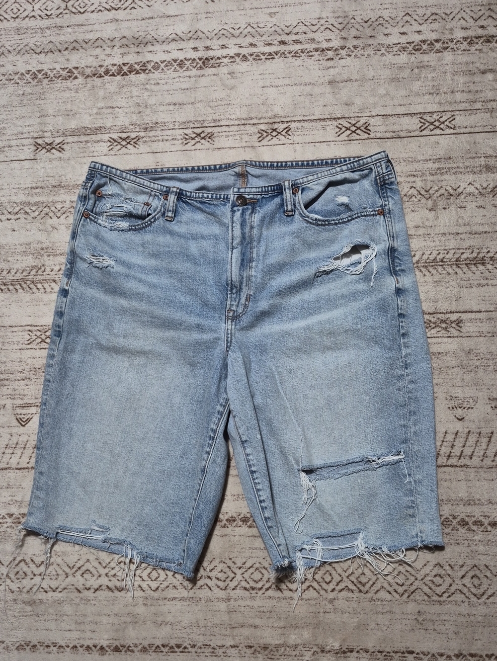 American Eagle Outfitters Light Blue Distressed Jean Shorts